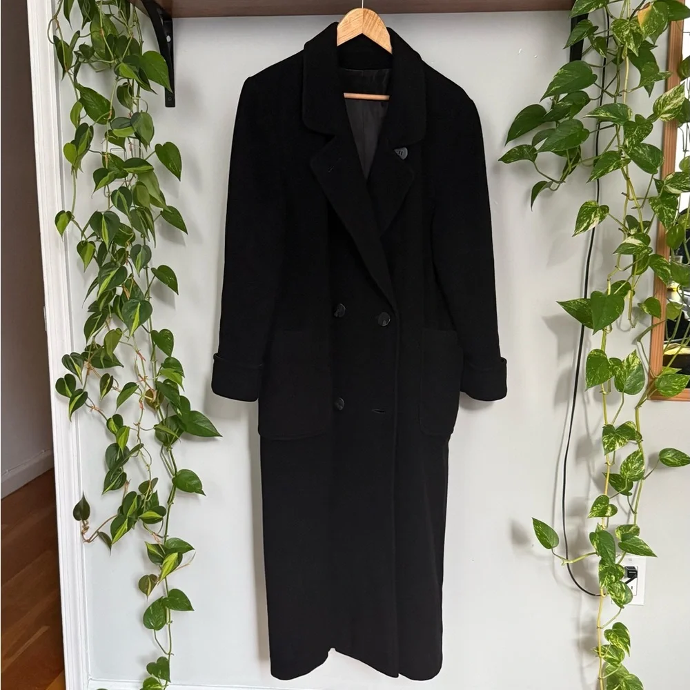 Black Regency Cashmere Double Breasted Trench Coat, Very Warm - 10 - Picture 1 of 8